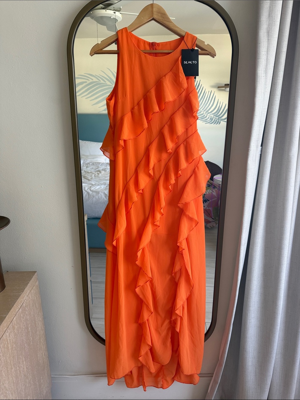 Orange Ruffle Maxi Dress